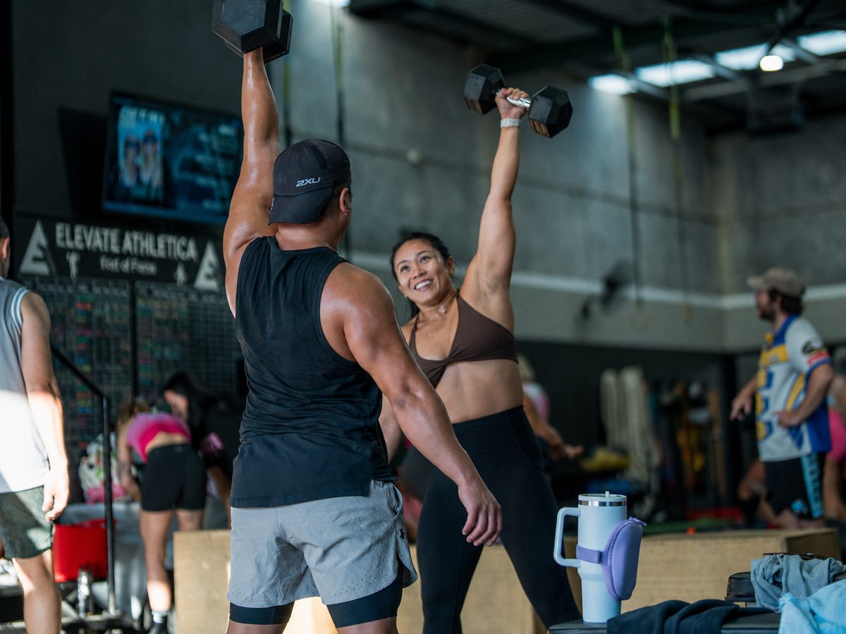 Dumbbell functional strength training in an Evolve class